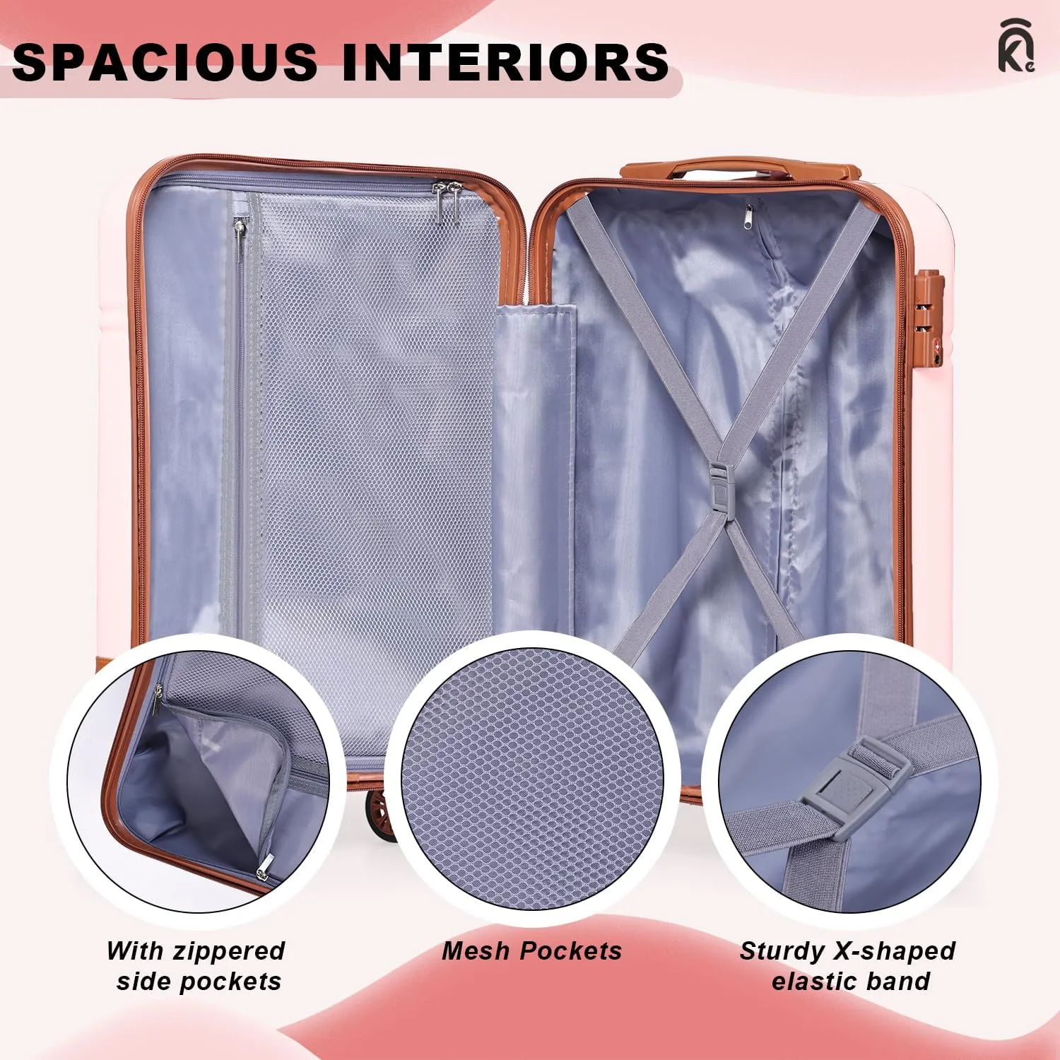 Krute Carry On Luggage 22x14x9 Airline Approved Hard Shell Suitcases with Wheels 20in PC ABS TSA Approved Carry On Suitcase