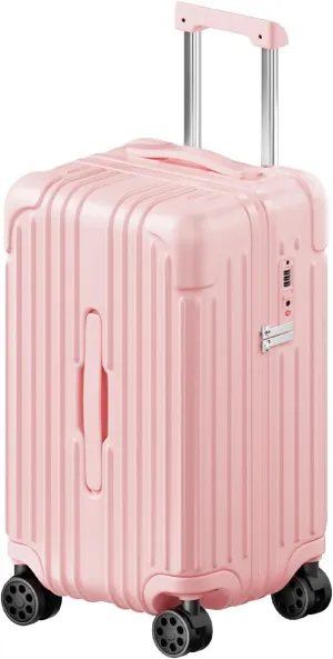 Krute Carry on Luggage PC ABS Suitcases with Double Spinner Wheels 22x14x9 Airline Approved Luggage with TSA Lock 20 Inch (Pink)