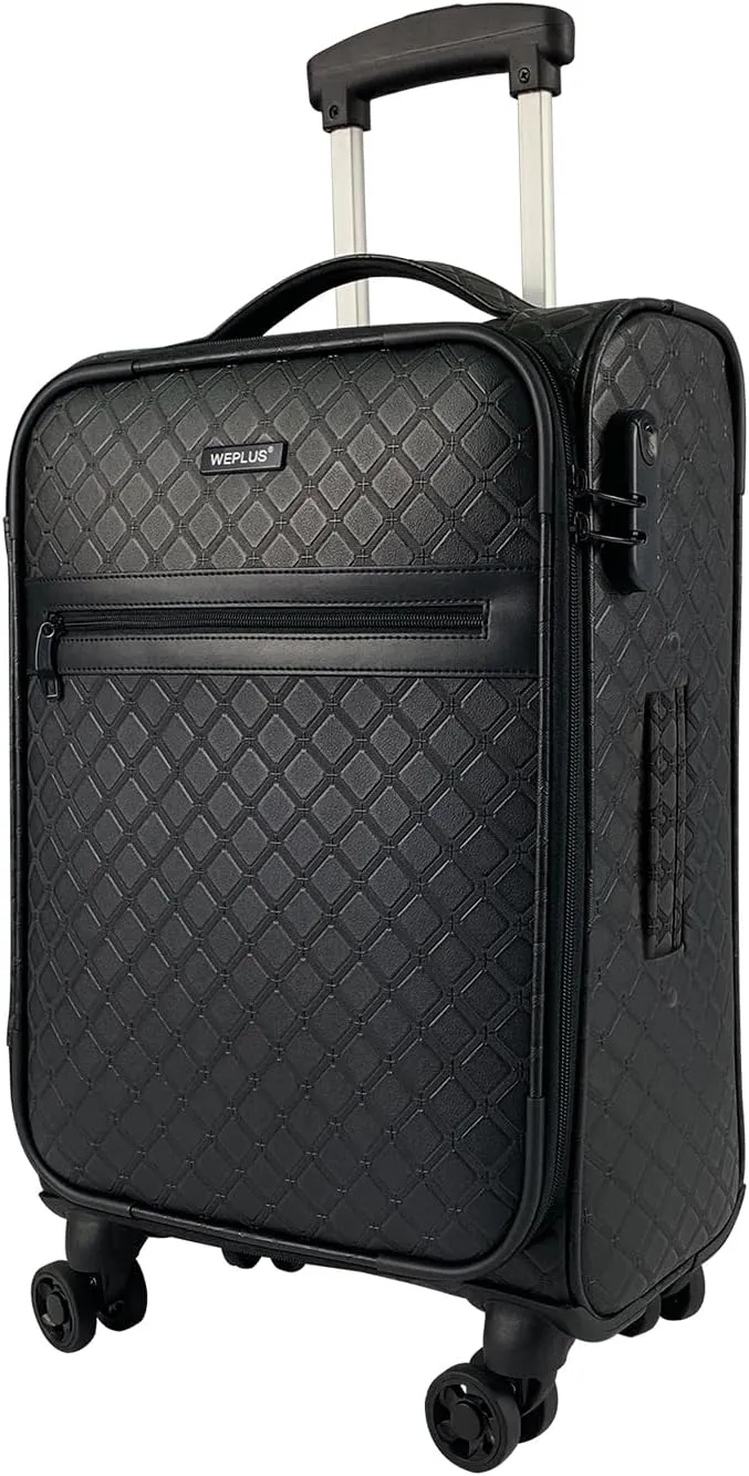 KYME 24 Inch Suitcases Luggage,PU Leather Softside Suitcase with Double Spinner Wheels, Black