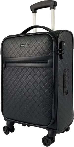 KYME 24 Inch Suitcases Luggage,PU Leather Softside Suitcase with Double Spinner Wheels, Black