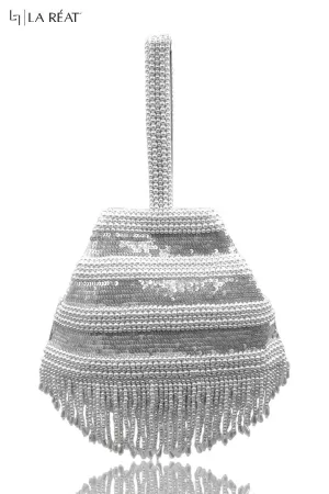 La Reat Jewel Women's Bridal Fancy Party Hand Embroidery Potli Bags in Silver