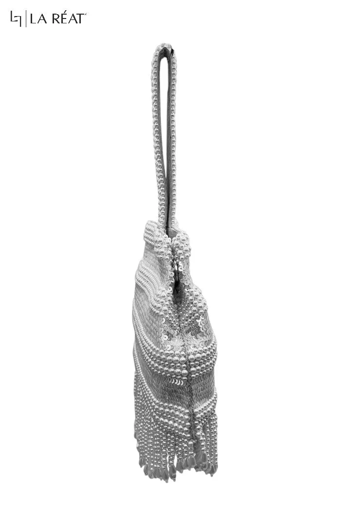 La Reat Jewel Women's Bridal Fancy Party Hand Embroidery Potli Bags in Silver