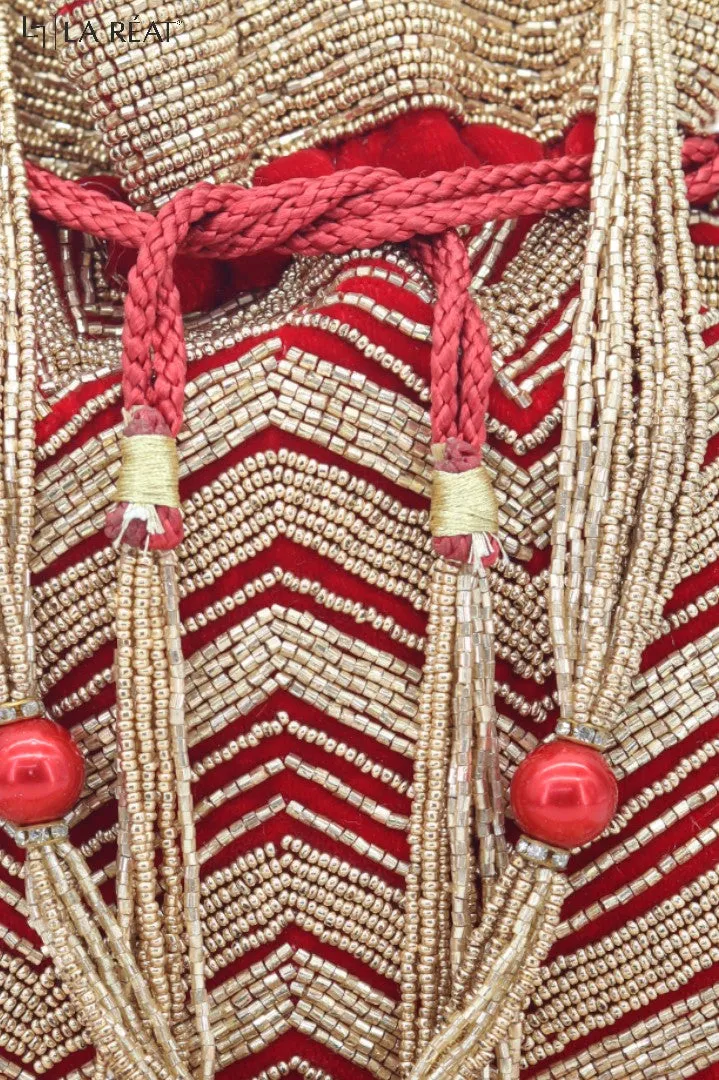La Reat's Zigzag Women's Bridal Fancy Party Hand Embroidery Potli Bags