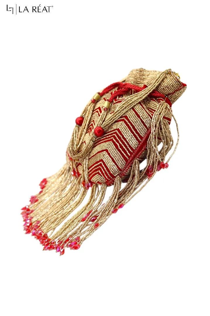 La Reat's Zigzag Women's Bridal Fancy Party Hand Embroidery Potli Bags