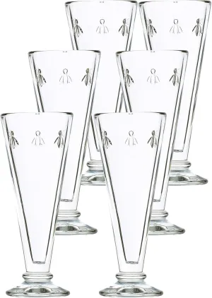 La Rochere Napoleon Bee Champagne Flutes – Bee Embossed Drinking Glasses Set for Champagne, Wine, & More – Elegant & Sturdy Champagne Glasses – Dishwasher Safe Wine Glasses Set of 6 (5,1 oz.)