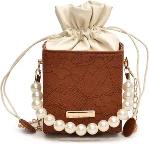 Ladies bucket bag Pearl portable handbag