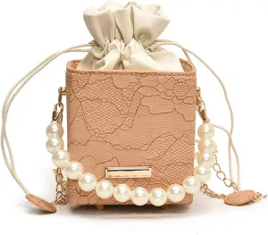 Ladies bucket bag Pearl portable handbag