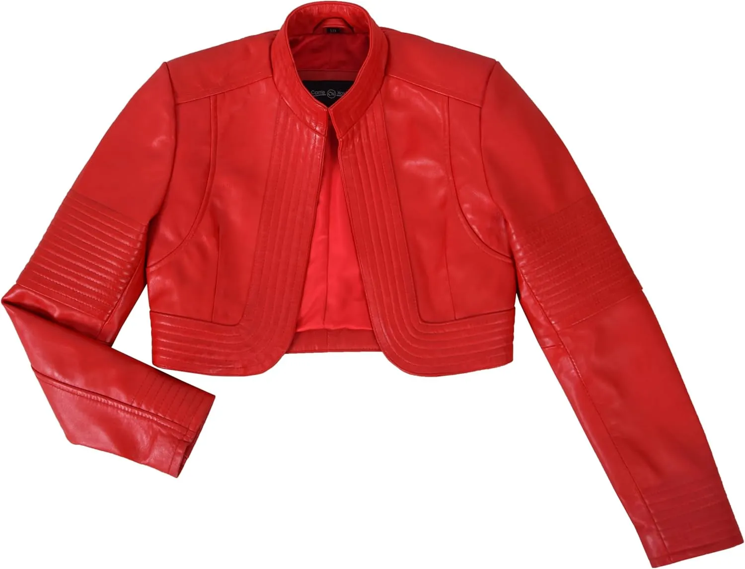 Ladies Elegant Look Real Leather Red Cropped Shrug Bolero Slim-Fit Jacket Ashley 9181