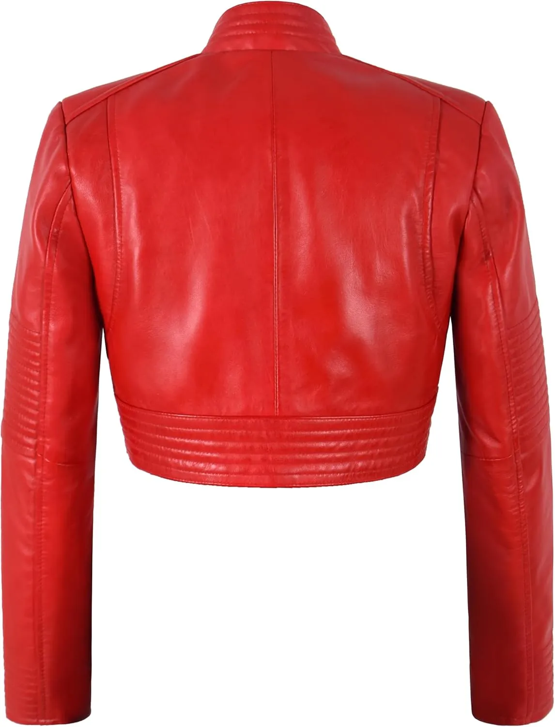 Ladies Elegant Look Real Leather Red Cropped Shrug Bolero Slim-Fit Jacket Ashley 9181
