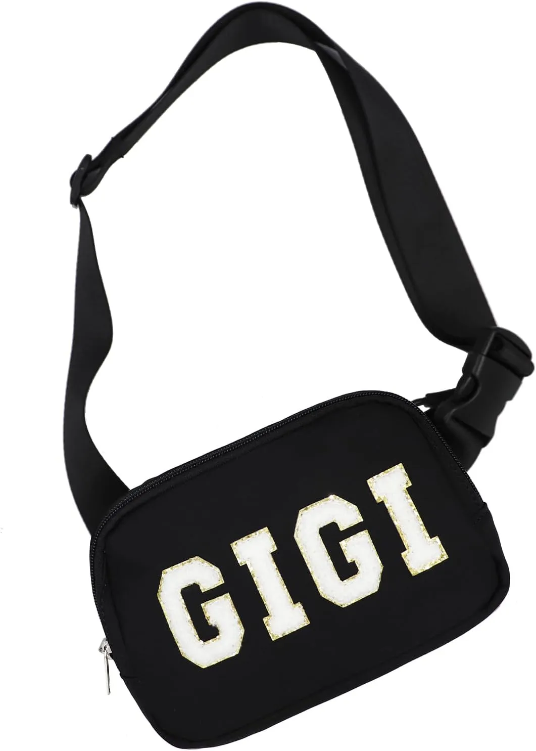 Lamyba Mothers Day Gifts for Gigi, Waterproof Adjustable Fanny Pack for Women, GIGI Gifts for Grandma Crossbody Waist Bag, Black