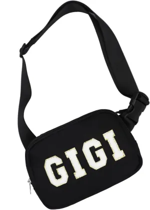Lamyba Mothers Day Gifts for Gigi, Waterproof Adjustable Fanny Pack for Women, GIGI Gifts for Grandma Crossbody Waist Bag, Black