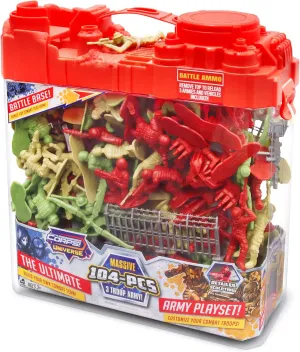 Lanard The Corps! Universe Army Playset - 104 Pieces, 3 Troop Army Set, Battle Base Lid, Carry Handle Case, Kids Ages 3 