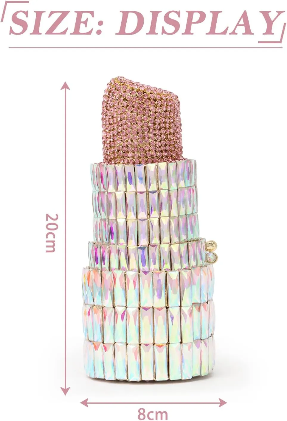 Lanpet Women Crystal Rhinestone Evening Bags Lipstick Shape Clutch Purses Vintage Wedding Party Banquet Handbag