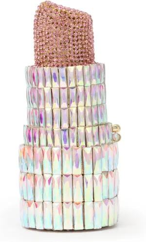Lanpet Women Crystal Rhinestone Evening Bags Lipstick Shape Clutch Purses Vintage Wedding Party Banquet Handbag