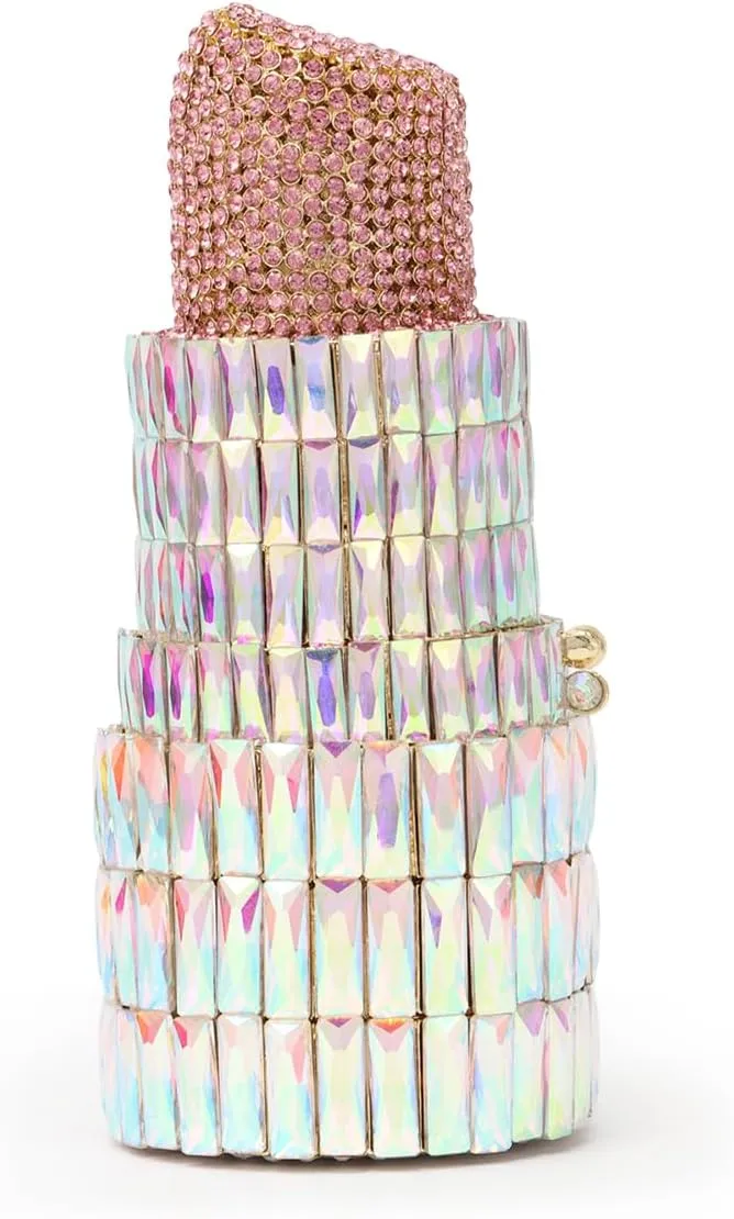 Lanpet Women Crystal Rhinestone Evening Bags Lipstick Shape Clutch Purses Vintage Wedding Party Banquet Handbag