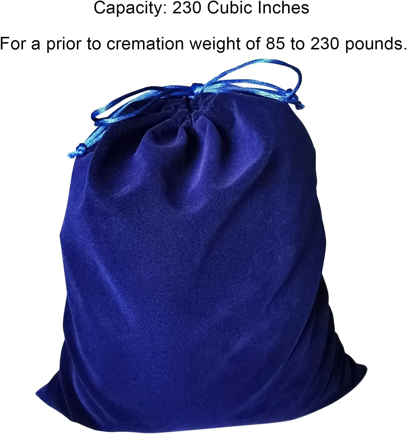 Large Blue Velvet Cremains Bag - For Use Inside the Urn - Size 10"X12" (230 Cubic Inches Capacity) - Includes a Resealable PE Material Ashes Storage Bag Suitable for All Ashes (Blue, Large)