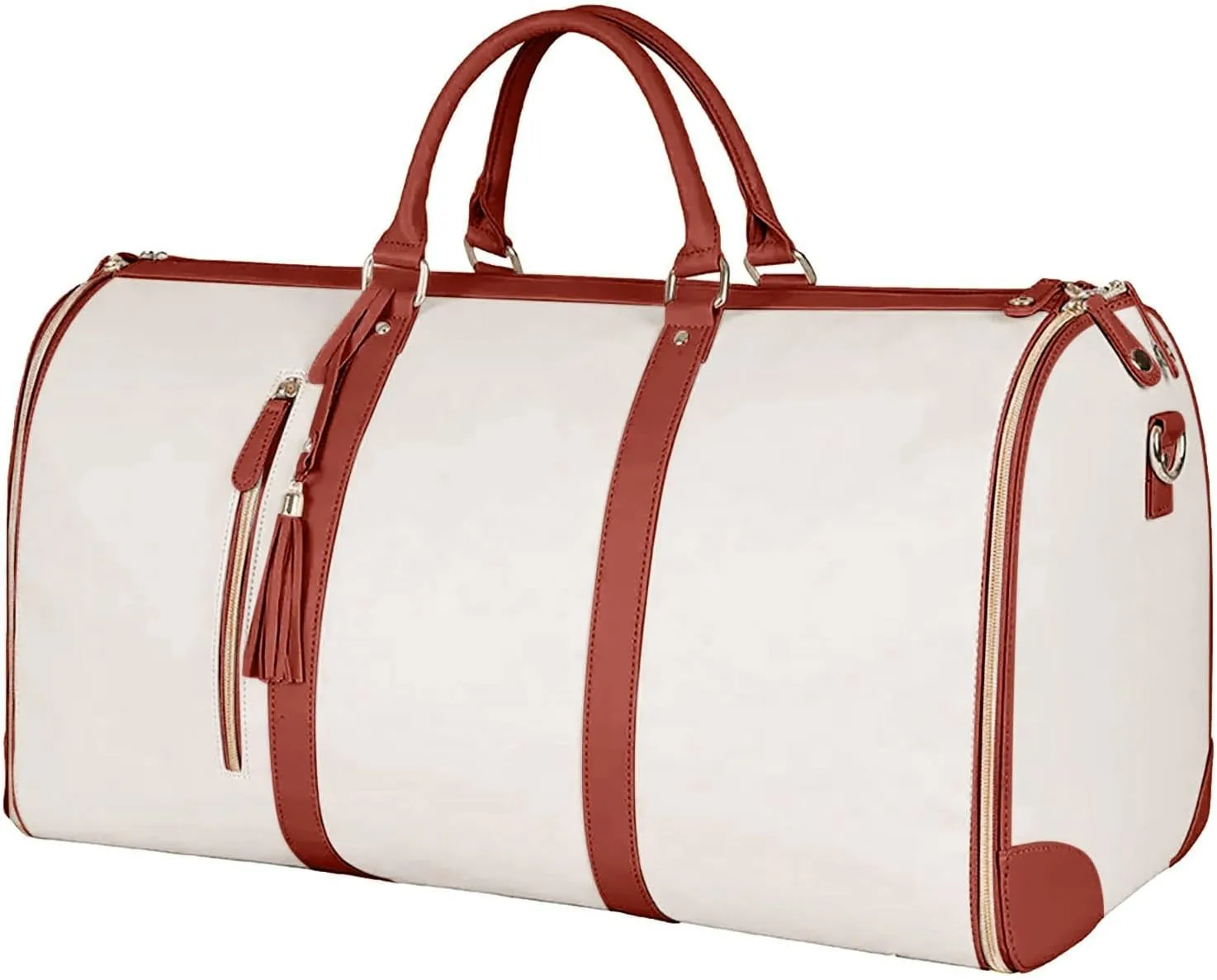 Large Capacity Travel Bag PU Leather Waterproof Portable Folding Ladies Clothing Duffle Bag with Handle and Divider Multifunctional Bag Outdoor Storage Bag