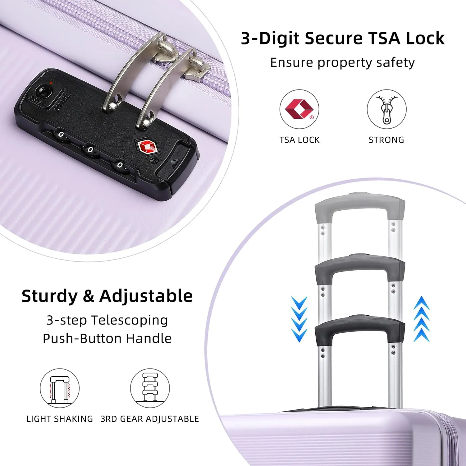 LARVENDER Luggage Sets 5 Piece, Expandable(Only 28in) ABS Suitcase with Duffel Bag 360° Spinner Wheels, Durable Luggage Set Clearance Carry On Suitcase Set For Women Men, Lavender