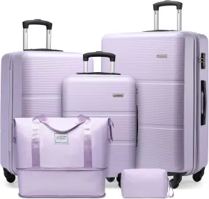 LARVENDER Luggage Sets 5 Piece, Expandable(Only 28in) ABS Suitcase with Duffel Bag 360° Spinner Wheels, Durable Luggage Set Clearance Carry On Suitcase Set For Women Men, Lavender