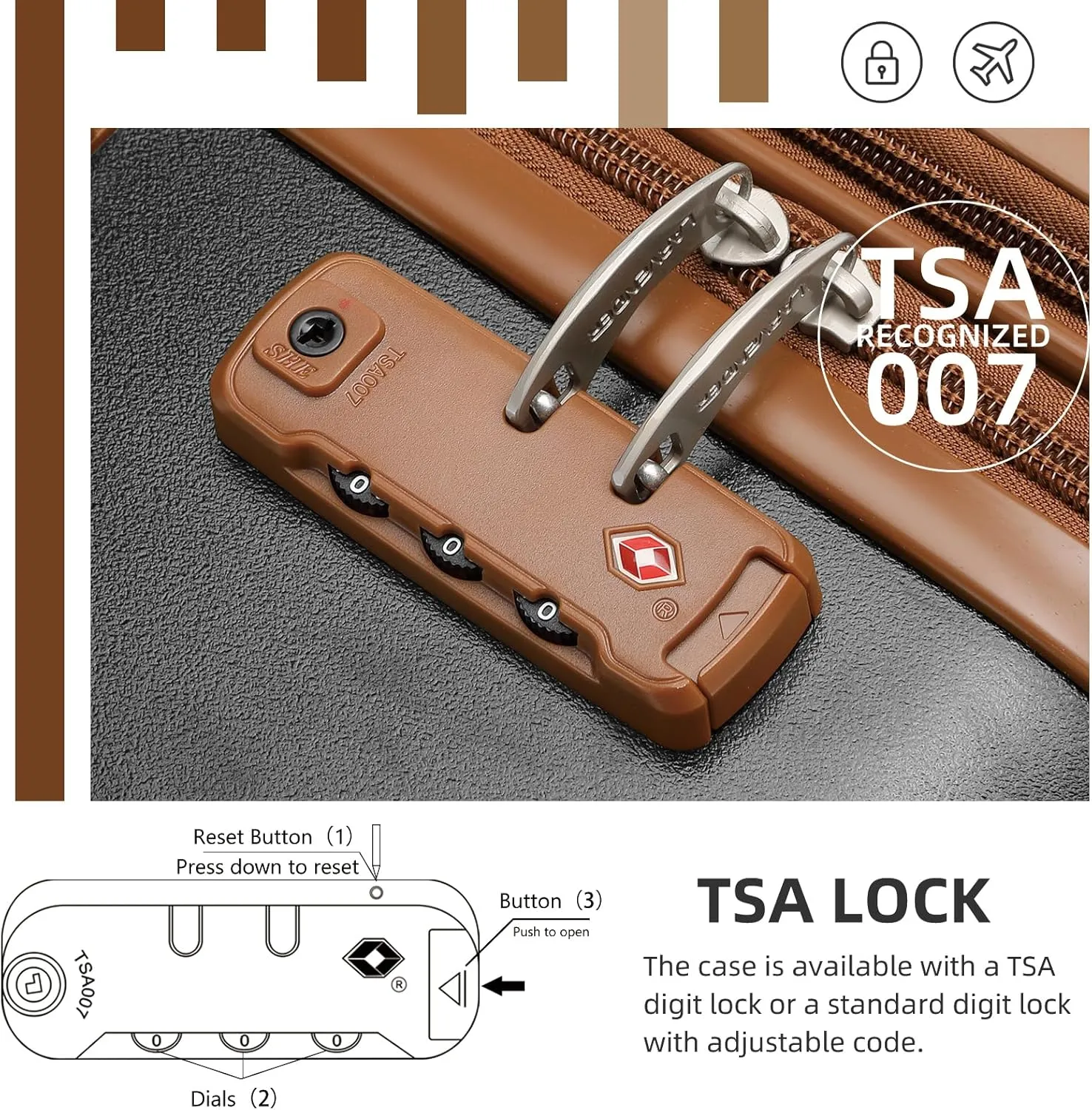 LARVENDER Luggage Sets 6 Piece, Expandable Luggage Hardshell Suitcase Sets with Spinner Wheels TSA Locks, Vintage Travel Luggage Set Clearance for Men and Women, Black Brown