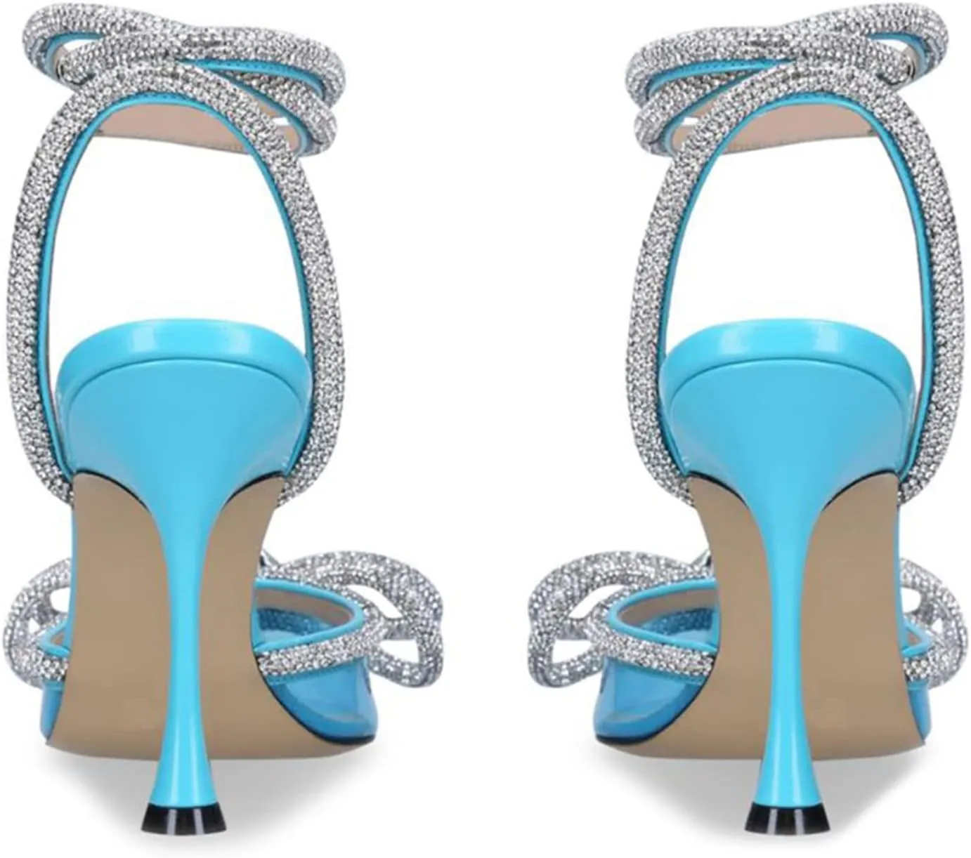 LauraVicci Women's Heeled Sandals Pointed Toe Crystal Embellished Bow Ankle Straps Rhinestone Buckle Stiletto Slip On Evening Dress Party Wedding Pumps Shoes