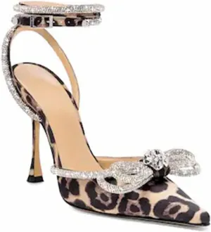 LauraVicci Women's Heeled Sandals Pointed Toe Crystal Embellished Bow Ankle Straps Rhinestone Buckle Stiletto Slip On Evening Dress Party Wedding Pumps Shoes