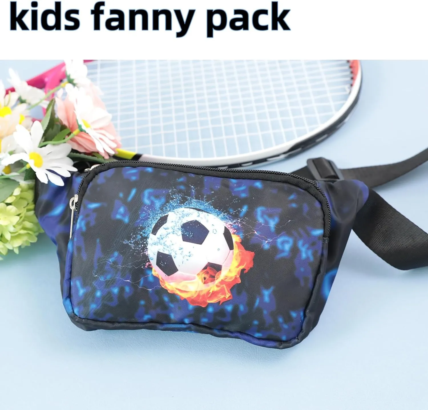 LEDAOU Kids Fanny Pack Belt Bag Boys Crossbody Bag Hip Pack Boys Bum Bag Lightweight Chest Bag Small Travel Essential for Casual Running Traveling Hiking Gifts (Blue Soccer)