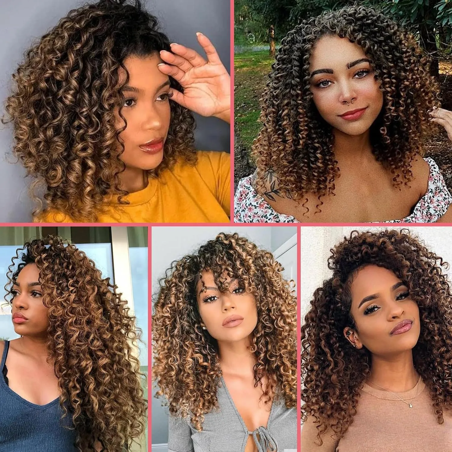 Leeven Gogo Curl Crochet Hair 14 Inch 8 Packs Ombre Honey Blonde Pre Looped Ocean Wave Crochet Hair Beach Curl Bohemian Box Braids Curly Synthetic Water Wave Braiding Hair for Women