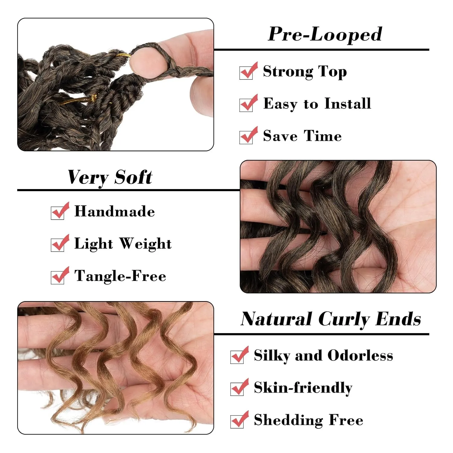 Leeven Gogo Curl Crochet Hair 14 Inch 8 Packs Ombre Honey Blonde Pre Looped Ocean Wave Crochet Hair Beach Curl Bohemian Box Braids Curly Synthetic Water Wave Braiding Hair for Women