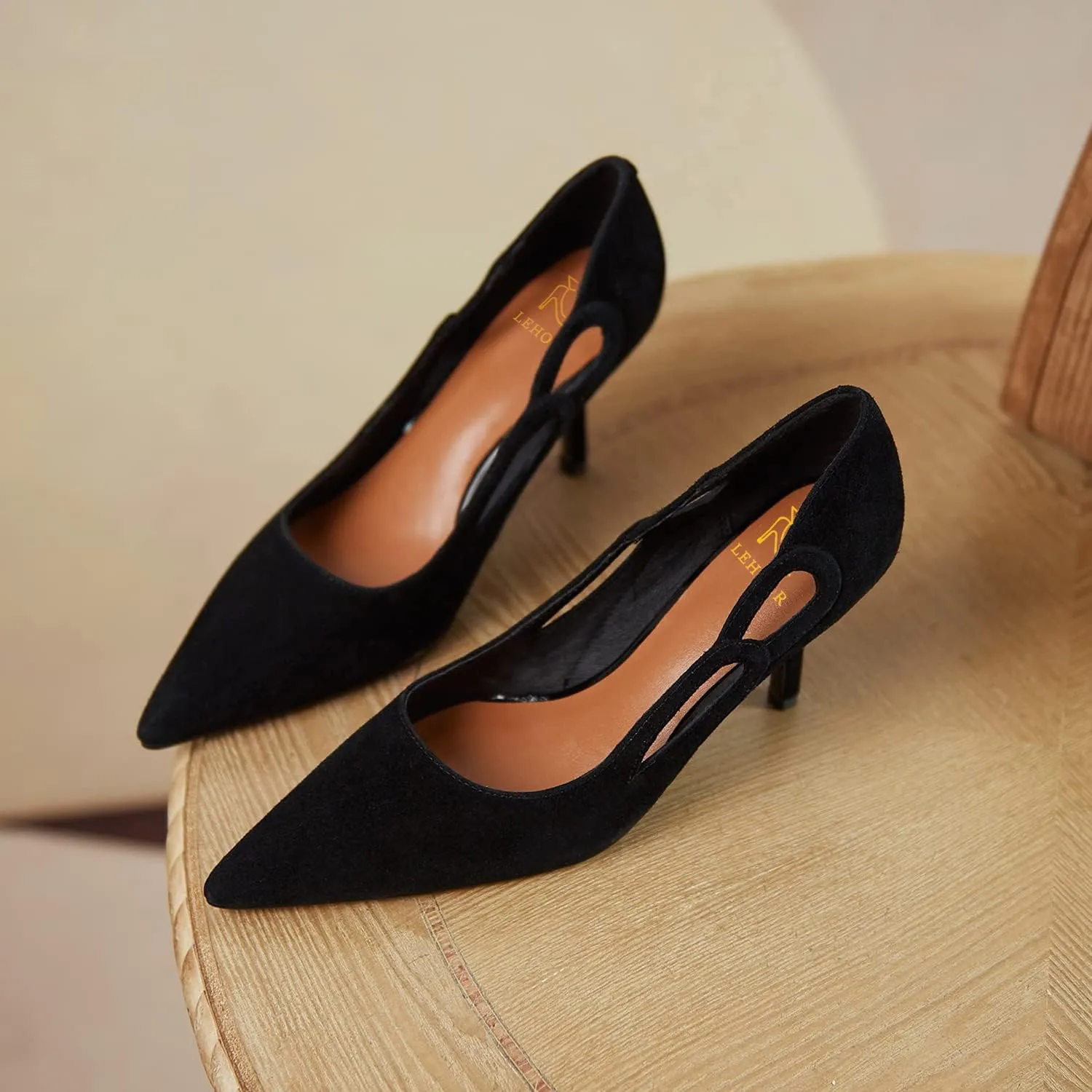 LEHOOR Women Kitten Heel Pumps Pointed Toe Suede Stilettos High Heel Dress Shoes Rainbow Slip On 2.5”Heels Cutout Sandals Multicolor Patchwork for Bridal Wedding Office Ladies Evening Party 4-11 M US