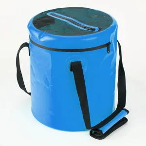 LEIYAN 16L Collapsible Bucket Bag with Handle Lid Collapsible Water Container Fishing Bag Foldable Camping Portable Bucket Foldable for Garden Beach,Fishing,Car Washing (Color : Blue, Size : 16L)