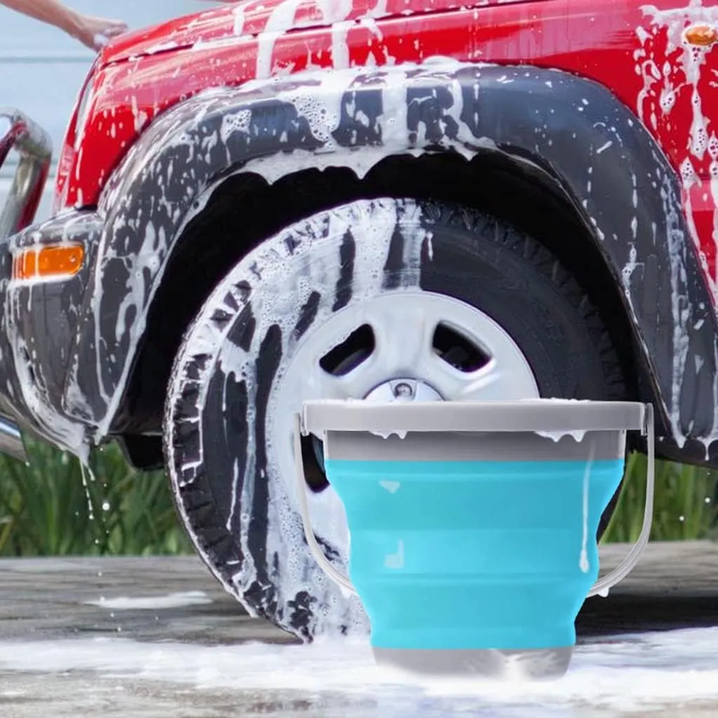 LEIYAN Fold Ice Bucket Plastic Bucket for House Cleaning,Collapsible Bucket Camping Water Storage Container,Multifunctional Foldable Water Container for Camping/Hiking/Traveling/Fishing