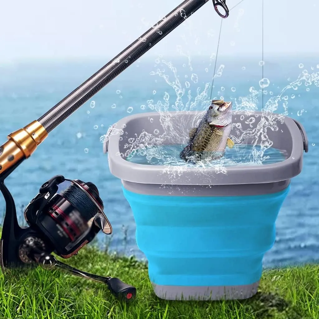 LEIYAN Fold Ice Bucket Plastic Bucket for House Cleaning,Collapsible Bucket Camping Water Storage Container,Multifunctional Foldable Water Container for Camping/Hiking/Traveling/Fishing