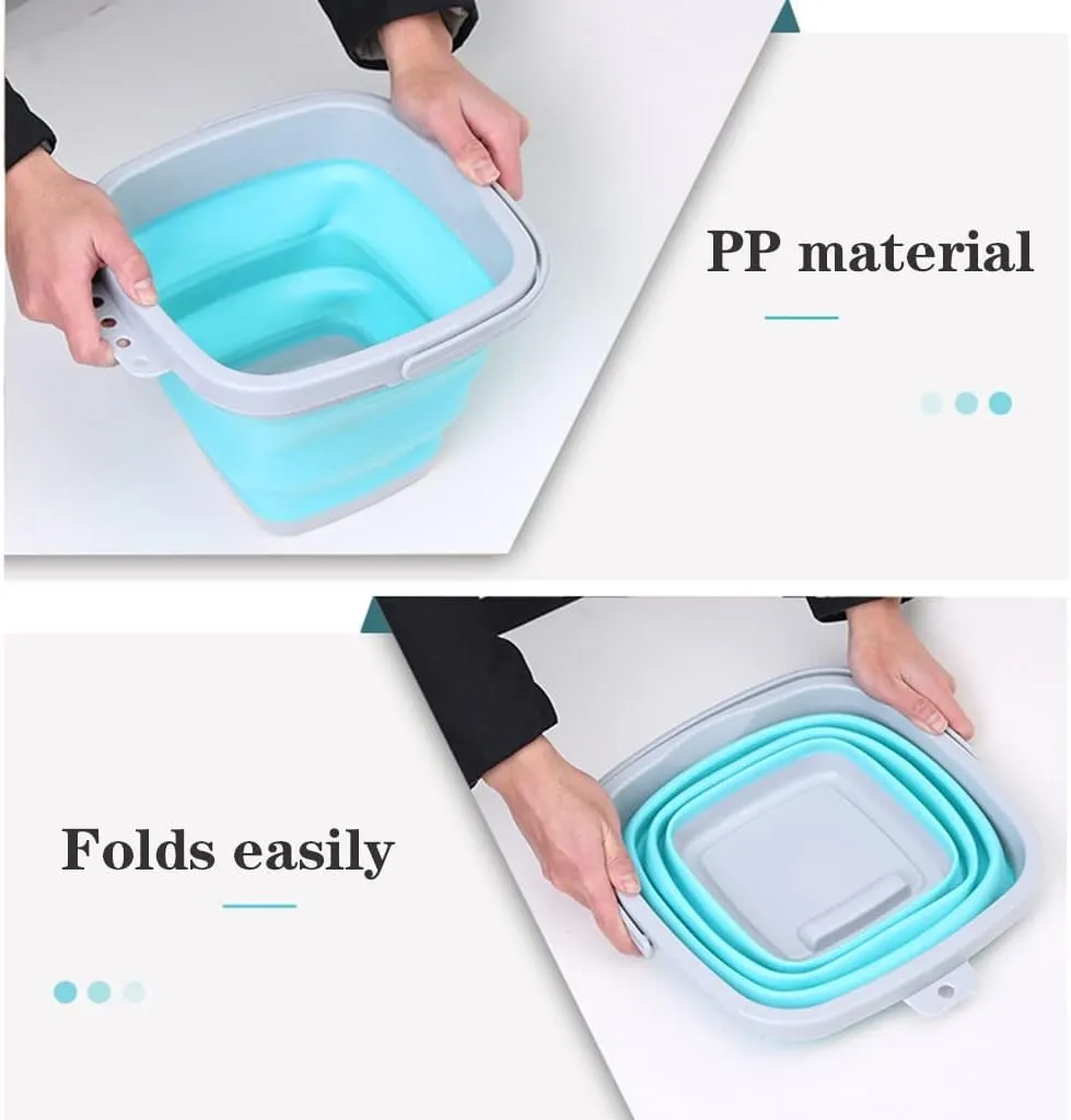 LEIYAN Fold Ice Bucket Plastic Bucket for House Cleaning,Collapsible Bucket Camping Water Storage Container,Multifunctional Foldable Water Container for Camping/Hiking/Traveling/Fishing