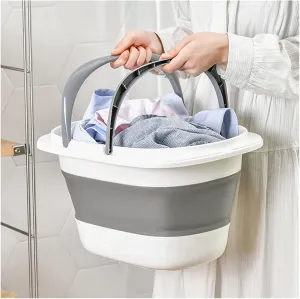 LEIYAN Foldable Silicone Bucket,Collapsible Plastic Bucket Foldable Cleaning Bucket,Portable Square Tub Household Bucket Fishing Water Pail for Camping and Gardening (Color : Gray, Size : 28L)