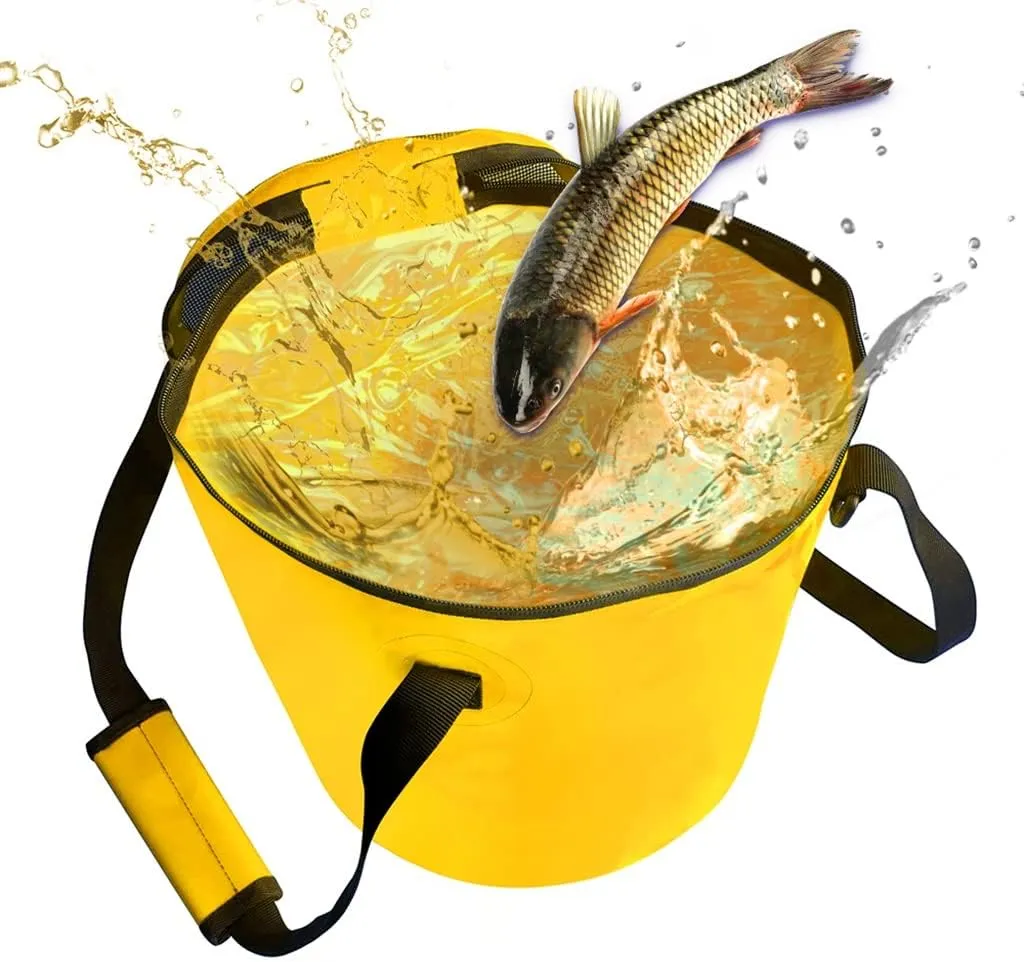 LEIYAN Portable Camping Bucket,Collapsible Bucket with Lid,Folding Water Storage Container with Handle,Ultra Lightweight Folding Bucket for Camping, Hiking, Fishing,Car Washing
