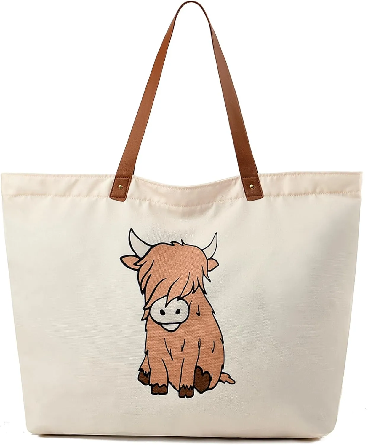 LEMEDE 30L Zip Grocery Bag - Wide Handheld to Reduce Shoulder Pressure,Personalized Minimalist Style Tote Bag,Gift for Women