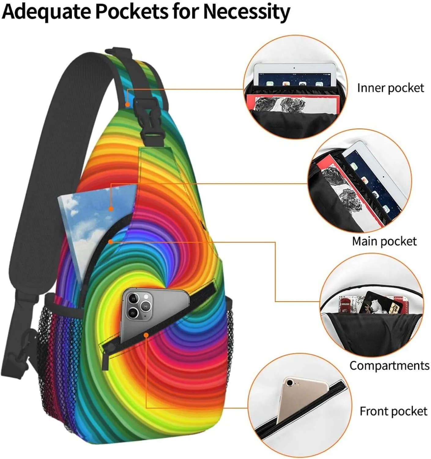Lesbian Pride Flag Sling Bag Adjustable Crossbody Bag Casual Chest Bags Travel Shoulder Backpack For Women Men