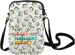 LEVLO Mahjong Crossbody Bag Mahjong Inspired Gift Eat Sleep Mahjong Repeat Mahjong Game Shoulder Bag Mahjong Merch