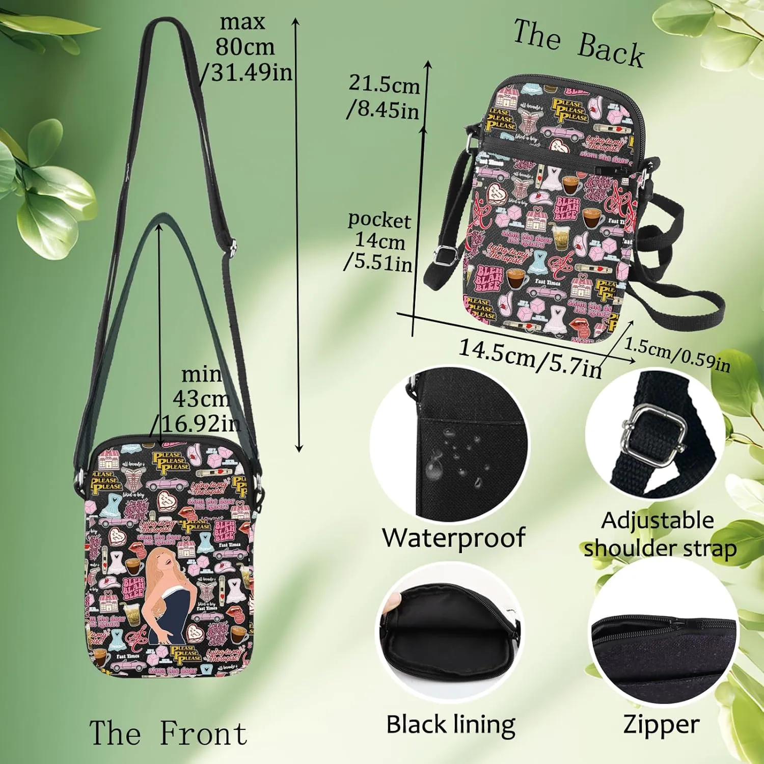 LEVLO Singer Crossbody Bag Music Album Lover Gift Singer Concert Shoulder Bag Music Lover Tour Merchandise