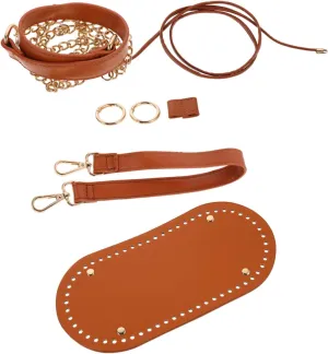 LIFKOME Washed Woven Backpack DIY Bucket Bag Kit Cross Body Bag Making Supplies Rattan Shoulder Bag Accessories Brown
