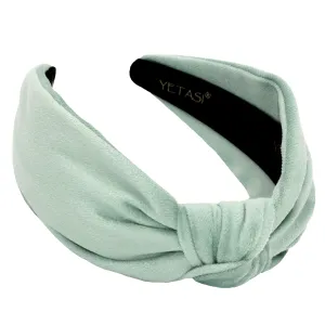 Light Mint Knotted Headband is Chic. Green Velvet Headbands for Women are Classy Velvet Head band Top Knot Fashion Designer Girls