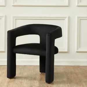 Lilian Morden Barrel Black Accent Chair Velvet Upholstered Barrel Dining Chair with a Curved Backrest and Armrests Accent Chair for Living Room