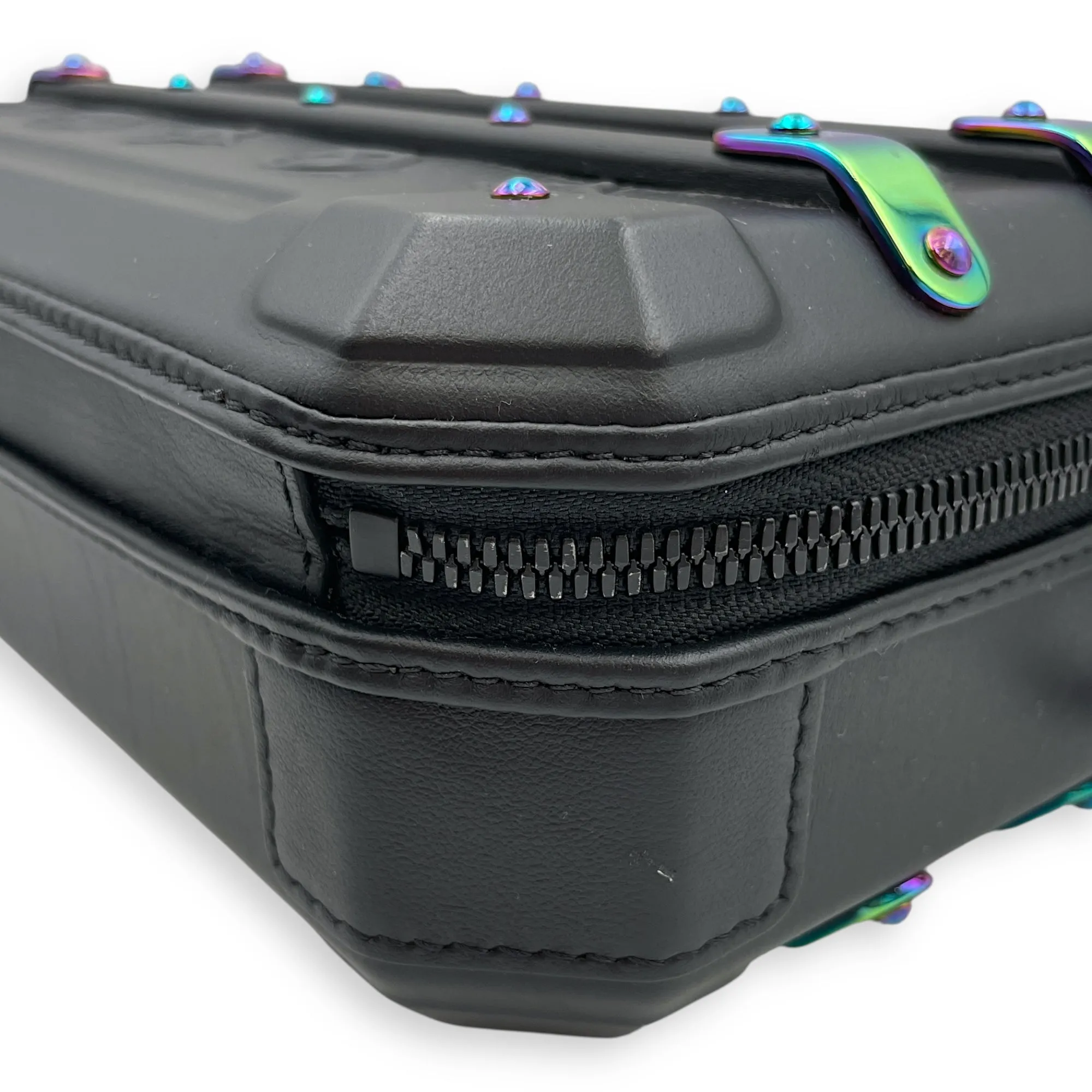 Limited Edition Future Trunk Black Crossbody Bag in Calfskin, Resin/Rainbow hardware