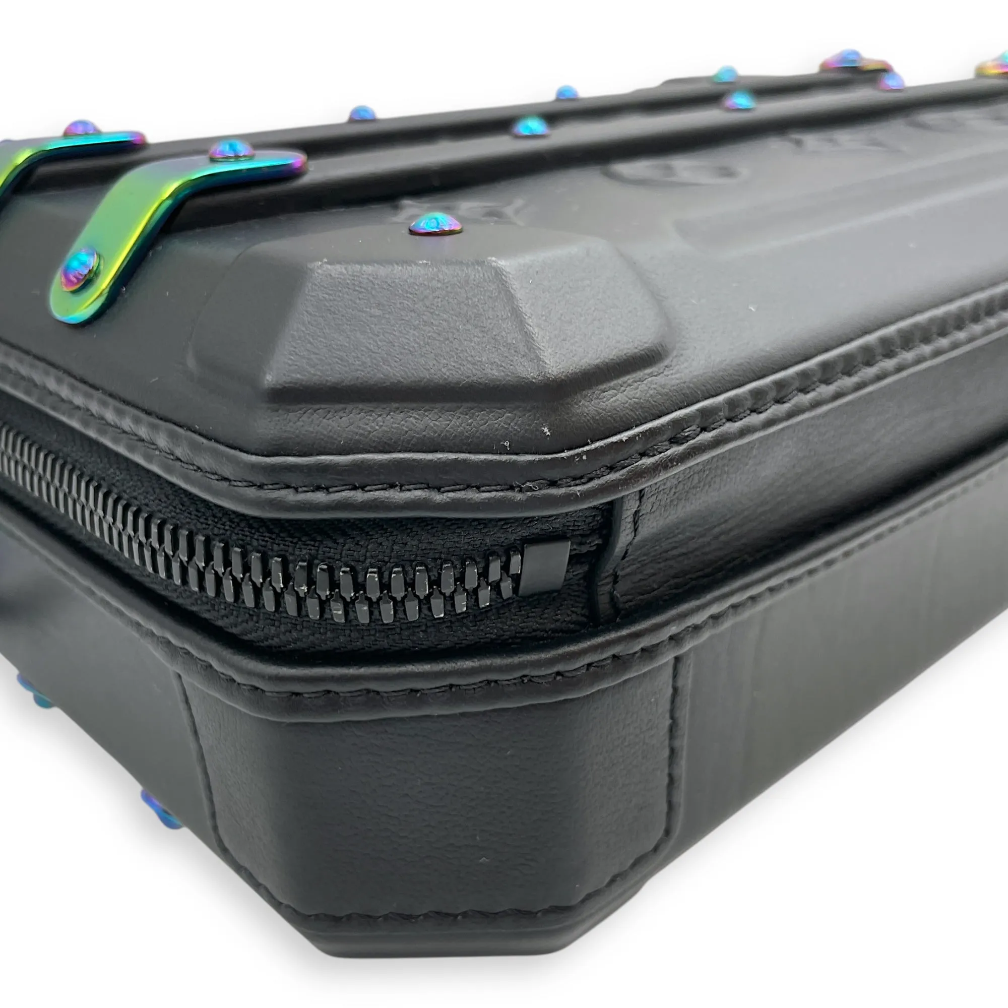 Limited Edition Future Trunk Black Crossbody Bag in Calfskin, Resin/Rainbow hardware