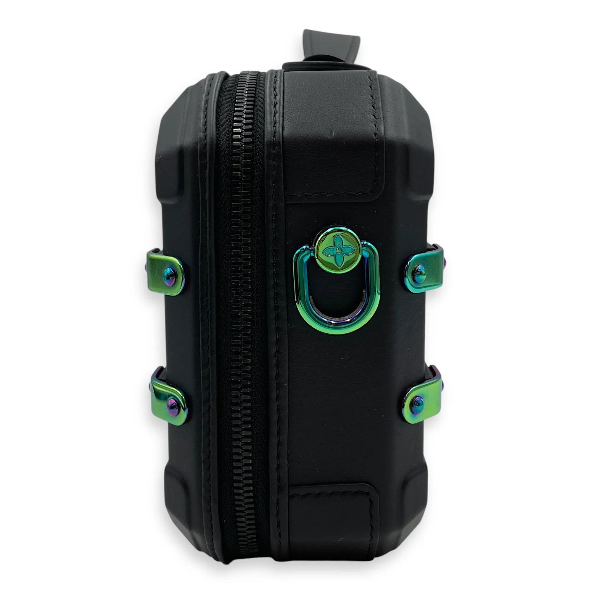 Limited Edition Future Trunk Black Crossbody Bag in Calfskin, Resin/Rainbow hardware