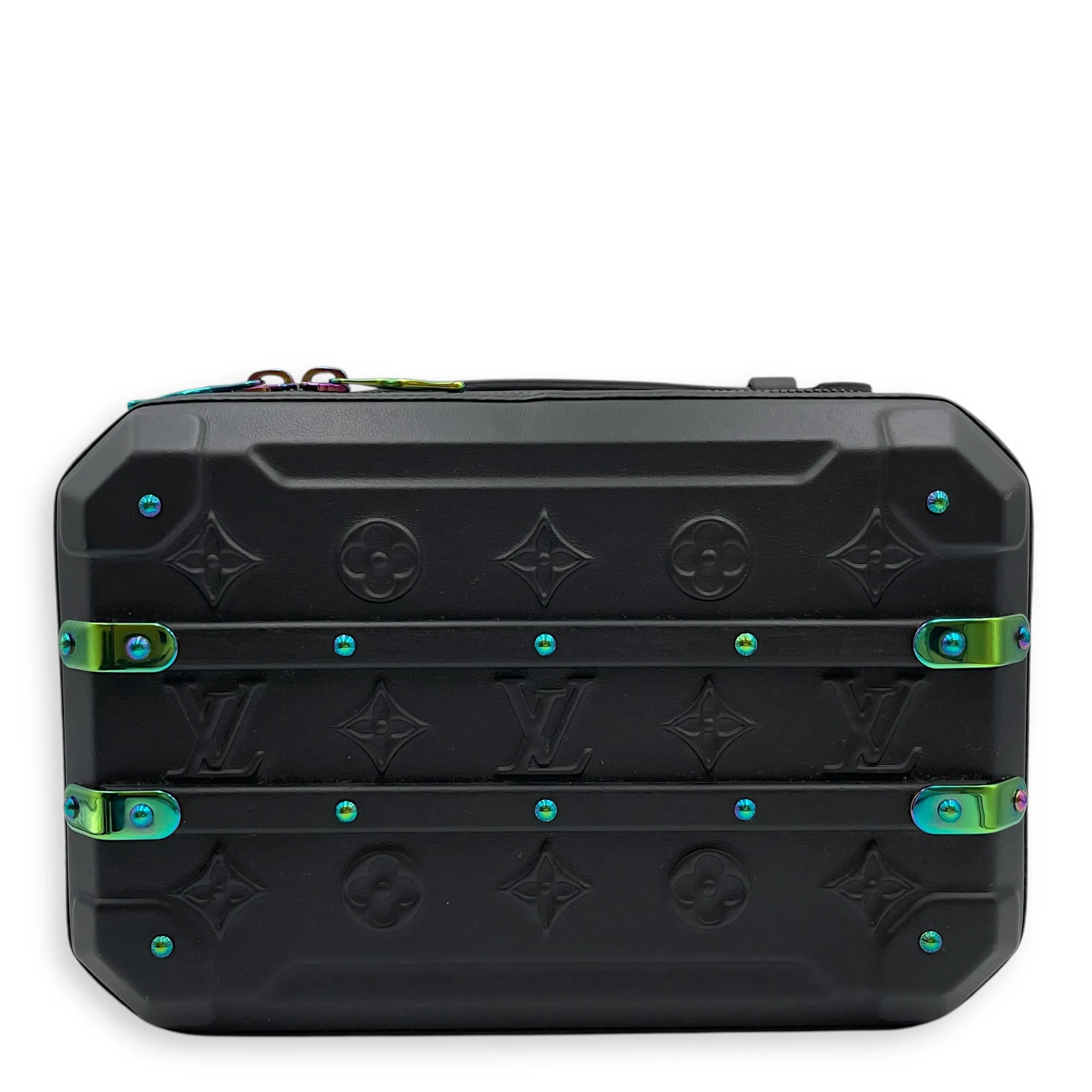 Limited Edition Future Trunk Black Crossbody Bag in Calfskin, Resin/Rainbow hardware
