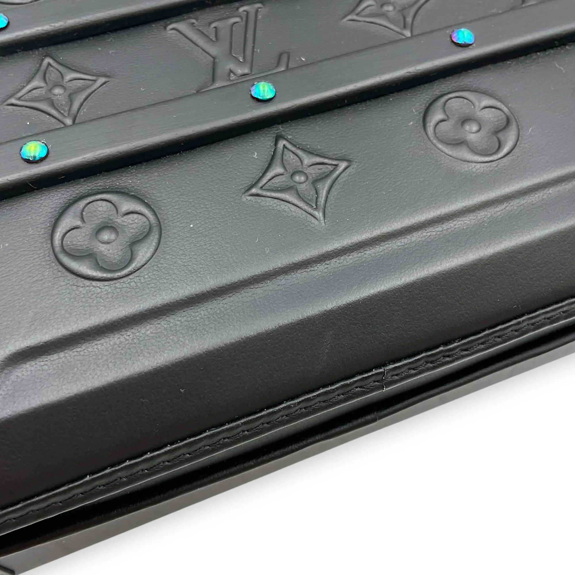 Limited Edition Future Trunk Black Crossbody Bag in Calfskin, Resin/Rainbow hardware