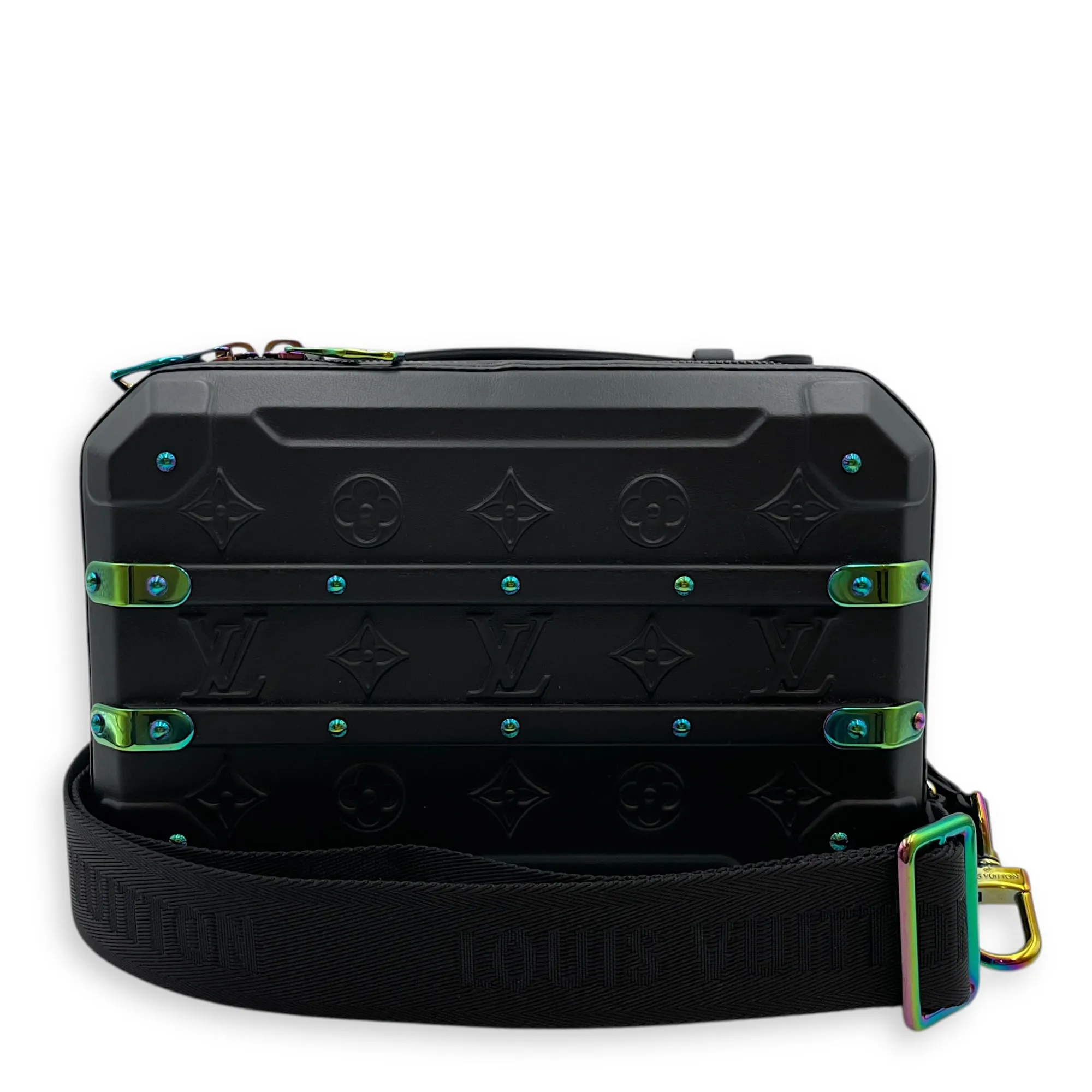 Limited Edition Future Trunk Black Crossbody Bag in Calfskin, Resin/Rainbow hardware
