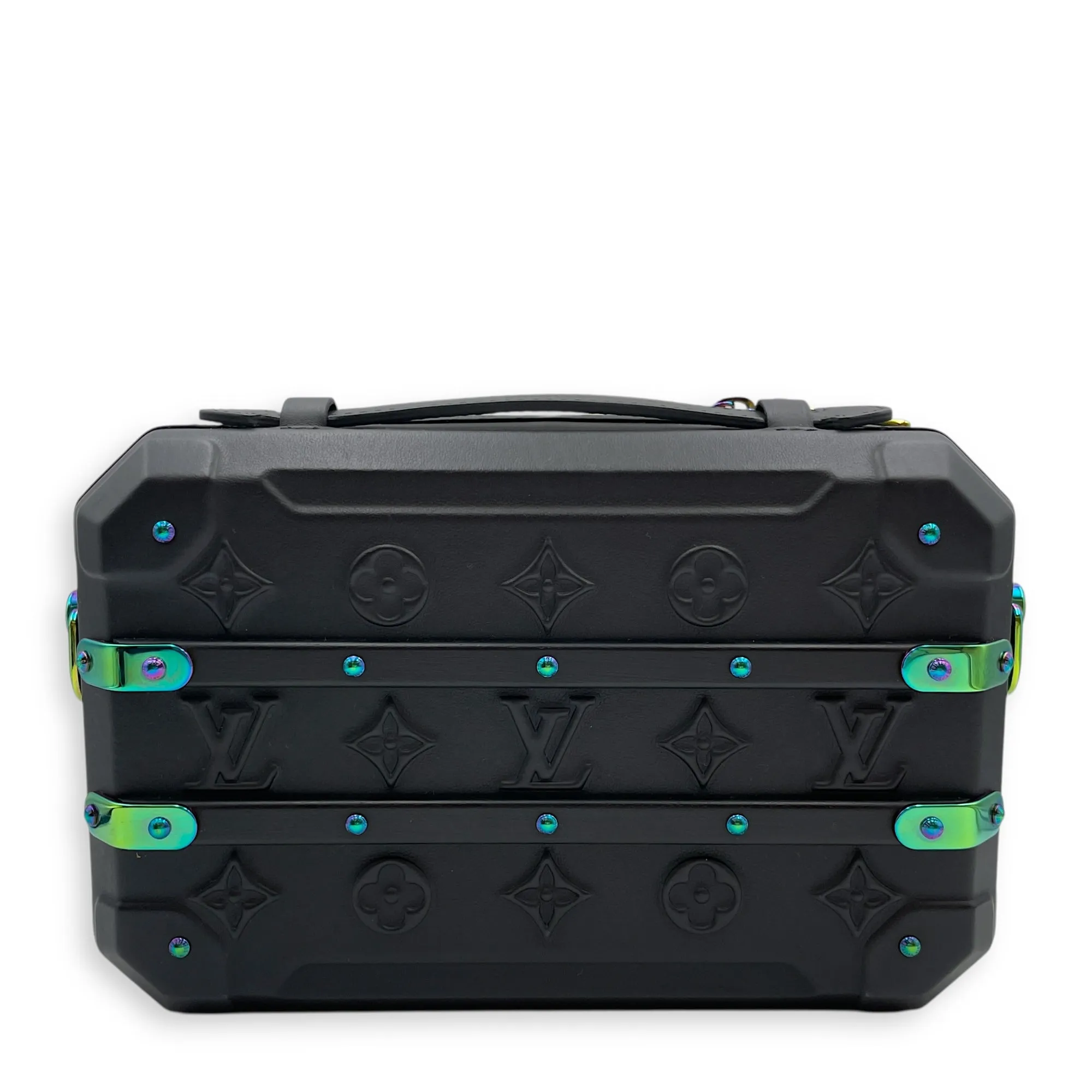 Limited Edition Future Trunk Black Crossbody Bag in Calfskin, Resin/Rainbow hardware